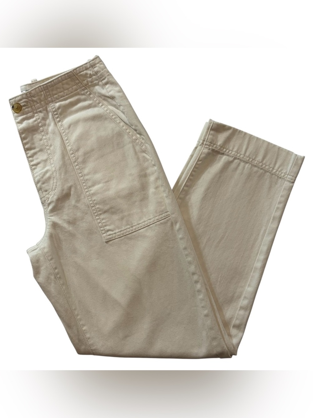 Everlane Organic Cotton Utility Pants Ecru Ivory Straight Leg Carpenter Size 0